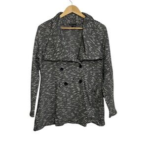 Plum Herringbone Knit Jacket Black White Women’s Size M Made in Canada